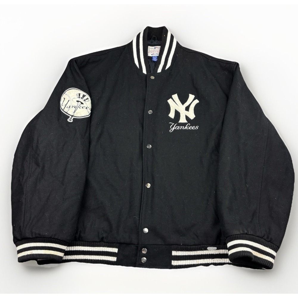 New York Yankees Bomber Jacket Mens‎ 3XL Black Wool GIII Sports MLB Baseball
